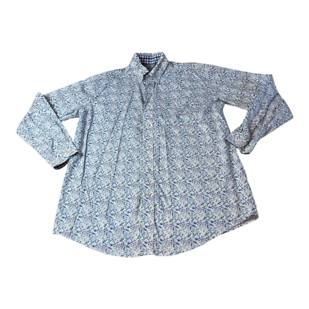 Wrangler 20X Size Large Competition Long Sleeve Shirt Blue Green Western Cowboy